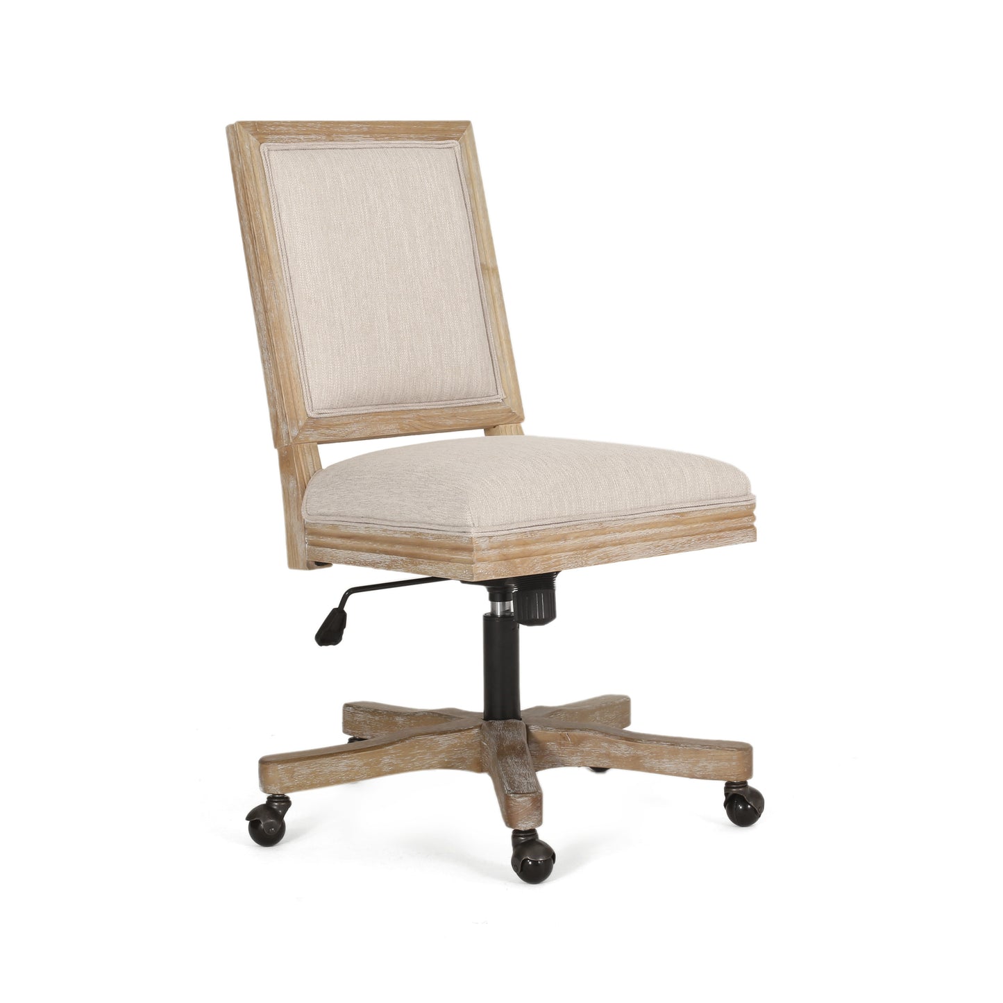 McGillen Rustic Upholstered Swivel Office Chair