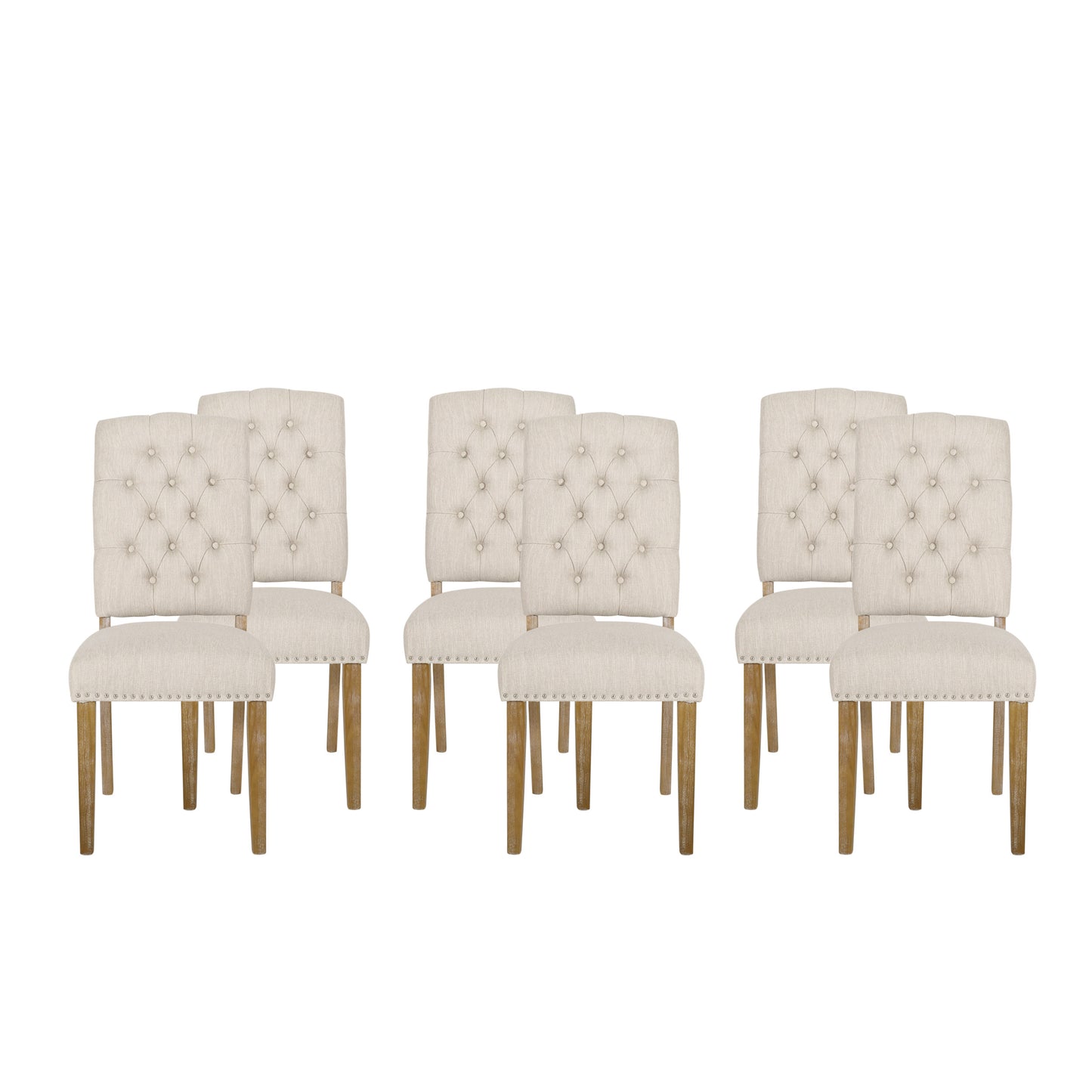 Frances Contemporary Tufted Dining Chairs with Nailhead Trim, Set of 6
