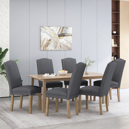 Geromin Contemporary Fabric Dining Chairs with Nailhead Trim, Set of 6