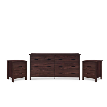 Titeca Contemporary 3 Piece Double Dresser and Nightstand Set