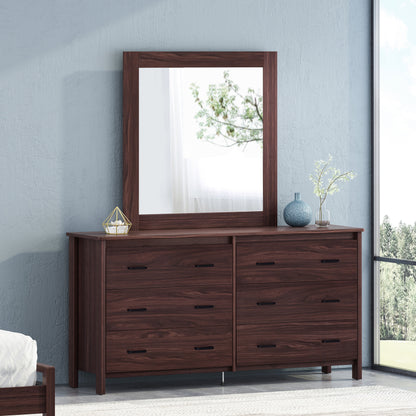 Titeca Contemporary 6 Drawer Vanity Dresser with Square Mirror