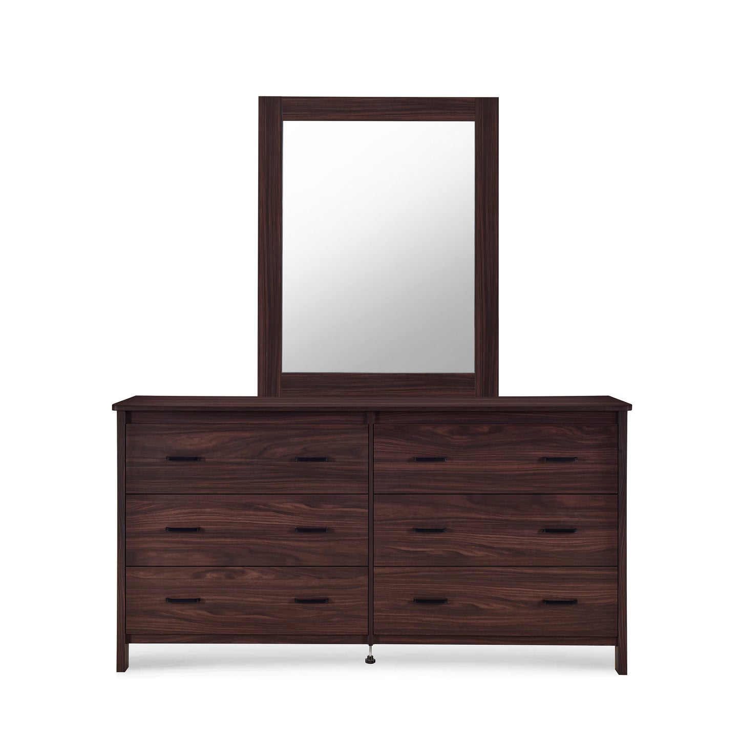 Titeca Contemporary 6 Drawer Vanity Dresser with Rectangular Mirror