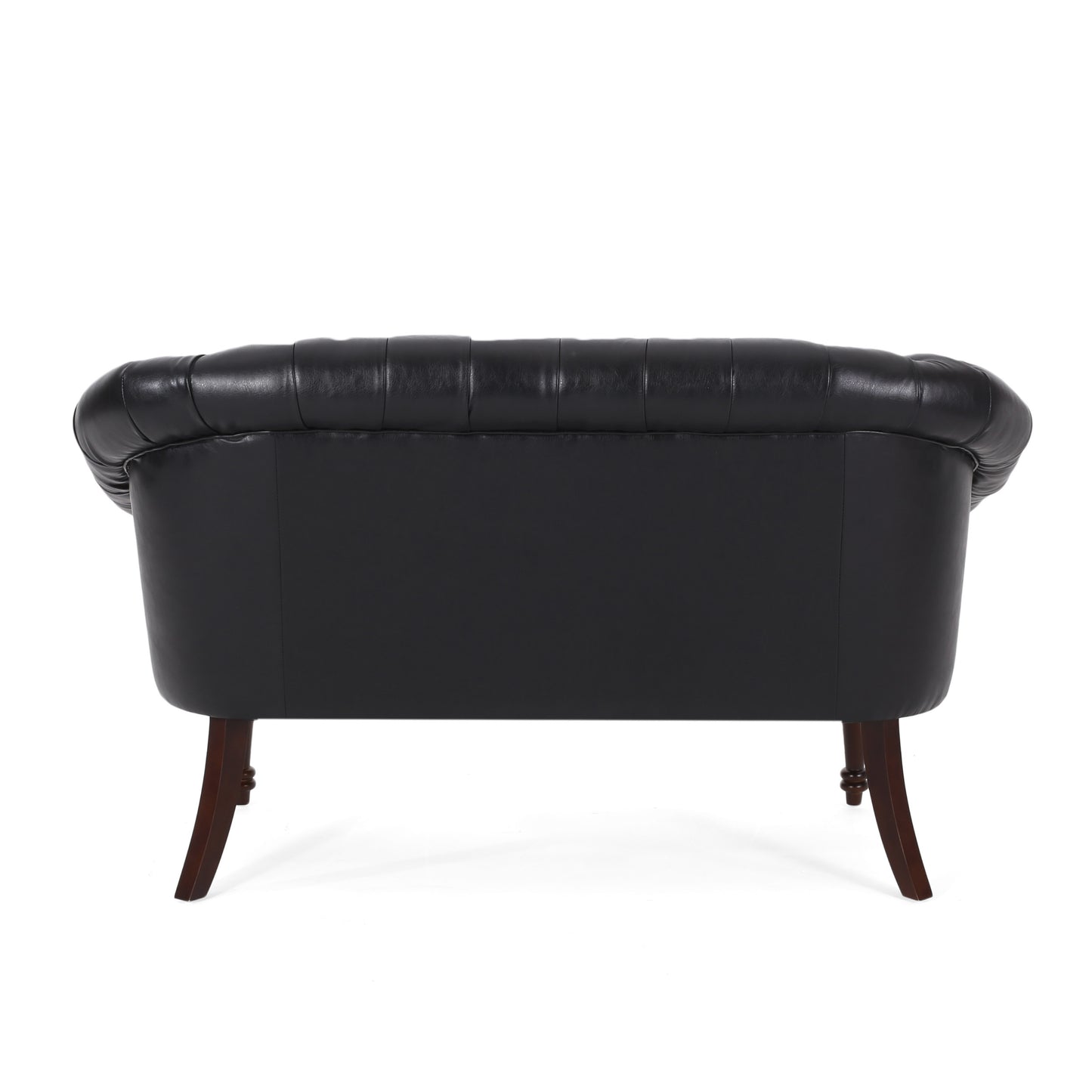 Trask Contemporary Leather Tufted Loveseat with Nailhead Trim