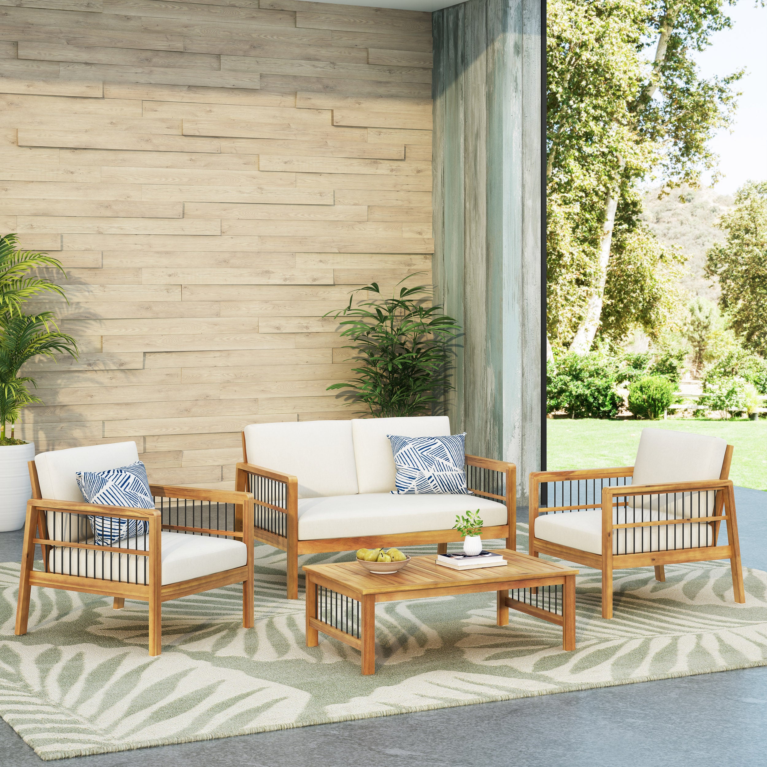 Acacia wood cheap patio conversation set