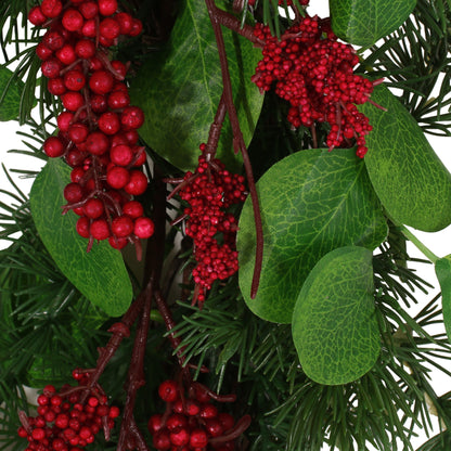 Loveren 25.5" Eucalyptus and Pine Artificial Wreath with Berries