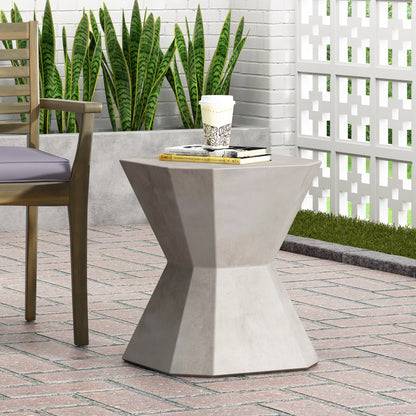 Noyes Outdoor Lightweight Concrete Side Table, Concrete Finish