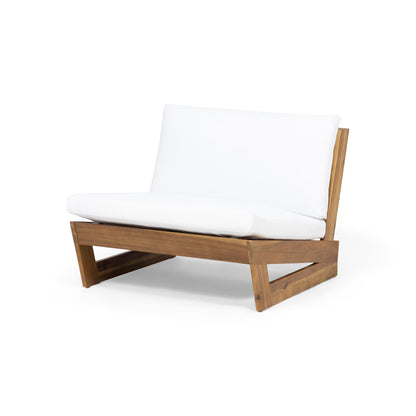 Emma Outdoor Acacia Wood Club Chair with Cushions