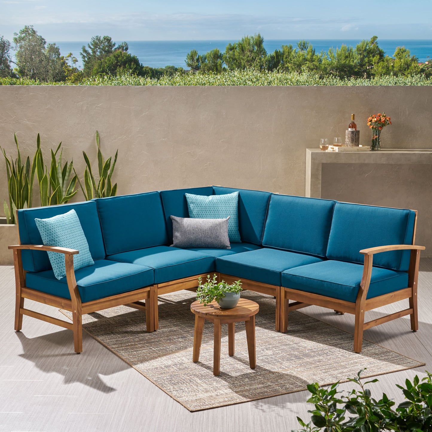 Capri Outdoor 5 Piece Chat Set with Water Resistant Cushions