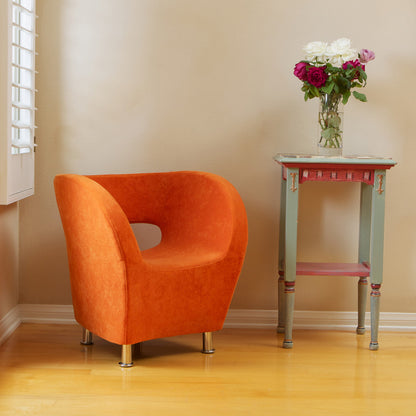 817056013942 Salazar Orange Microfiber Chair Full View in Room