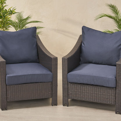 Luciella Outdoor Water Resistant Fabric Club Chair Cushions with Piping (Set of 2)