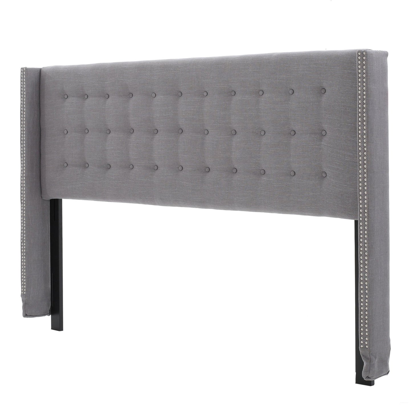 Karen Button Tufted Fabric King/Cal King Headboard with Nailhead Accents