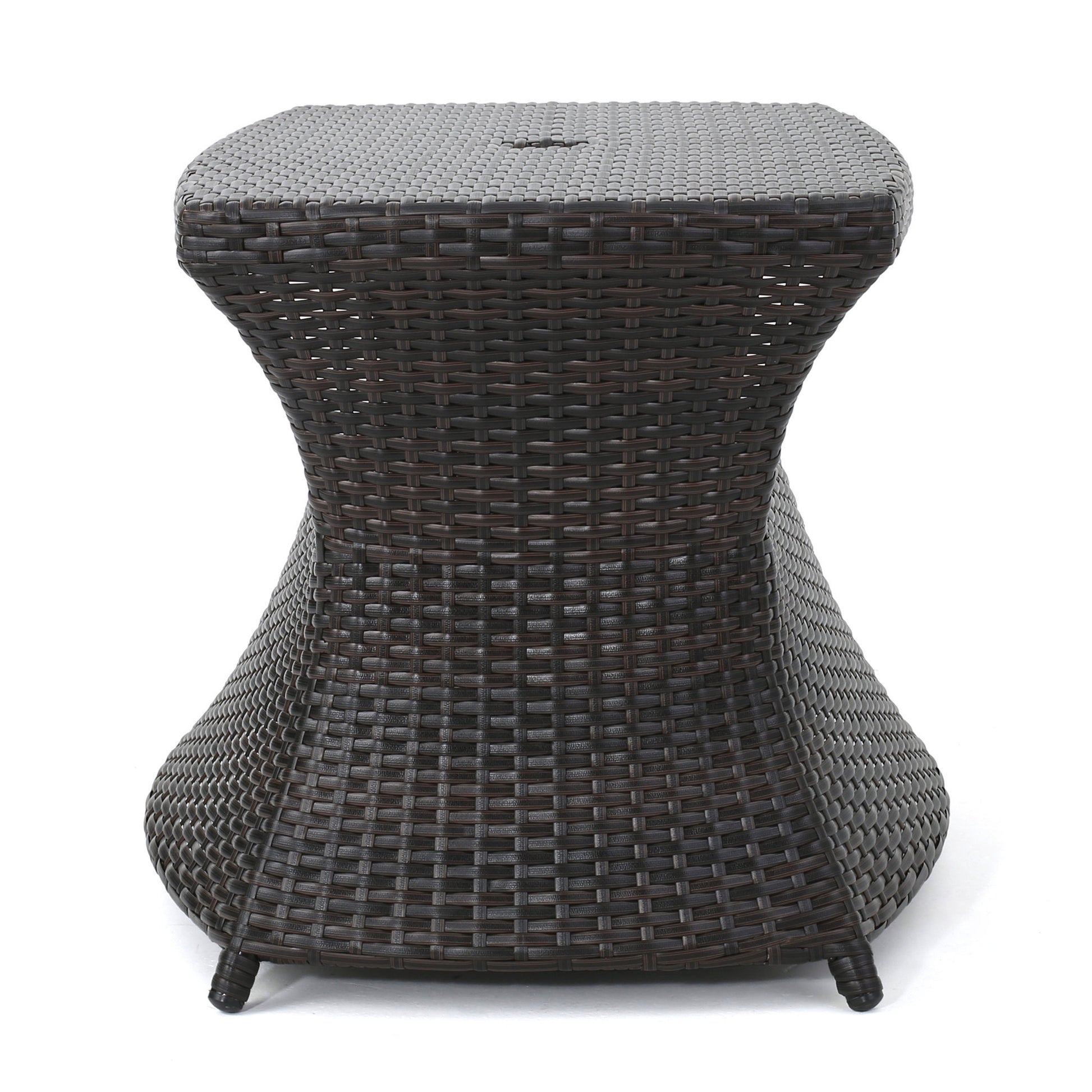 iwicker patio pe wicker umbrella side table stand Banta Outdoor Wicker Side Table, Grey, Gray