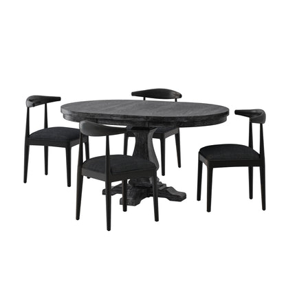 Denell Contemporary Fabric Upholstered Wood 5 Piece Dining Set