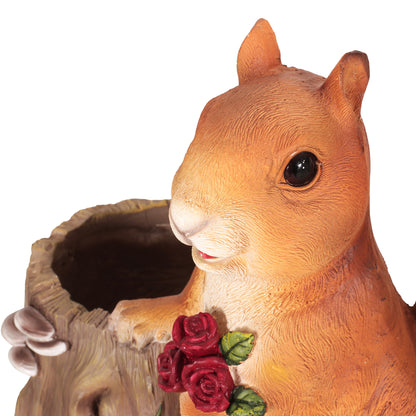 Wallen Outdoor Decorative Squirrel Planter, Brown