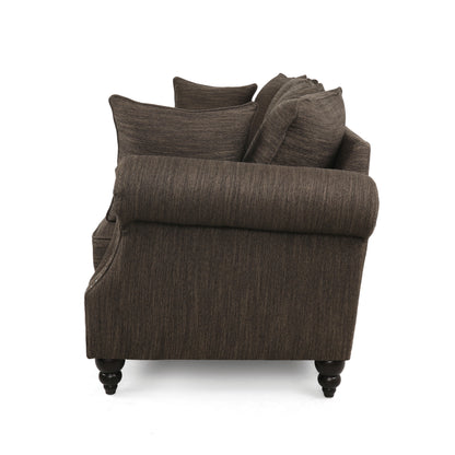 Bonny Contemporary Fabric Pillowback 3 Seater Sofa with Nailhead Trim