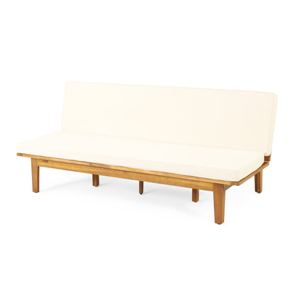 Riebe Outdoor Acacia Wood Convertible Daybed with Cushion