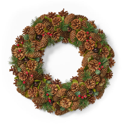 18.5 Inch Artificial Pinecone and Glitter Christmas Wreath