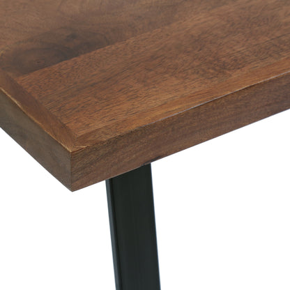 Vess Modern Industrial Handmade Mango Wood Console Table, Walnut and Black