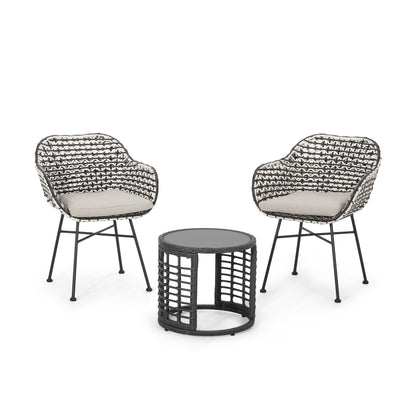 Yedidya Outdoor 3 Piece Wicker Chat Set