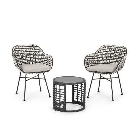 Yedidya Outdoor 3 Piece Wicker Chat Set