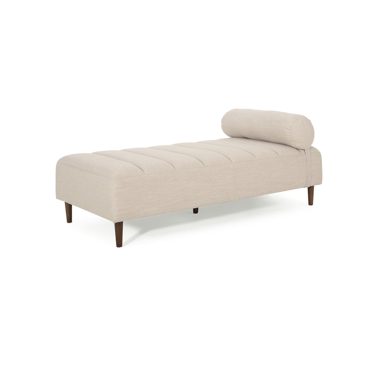 Holmwood Mid Century Modern Fabric Tufted Chaise Lounge with Bolster Pillow