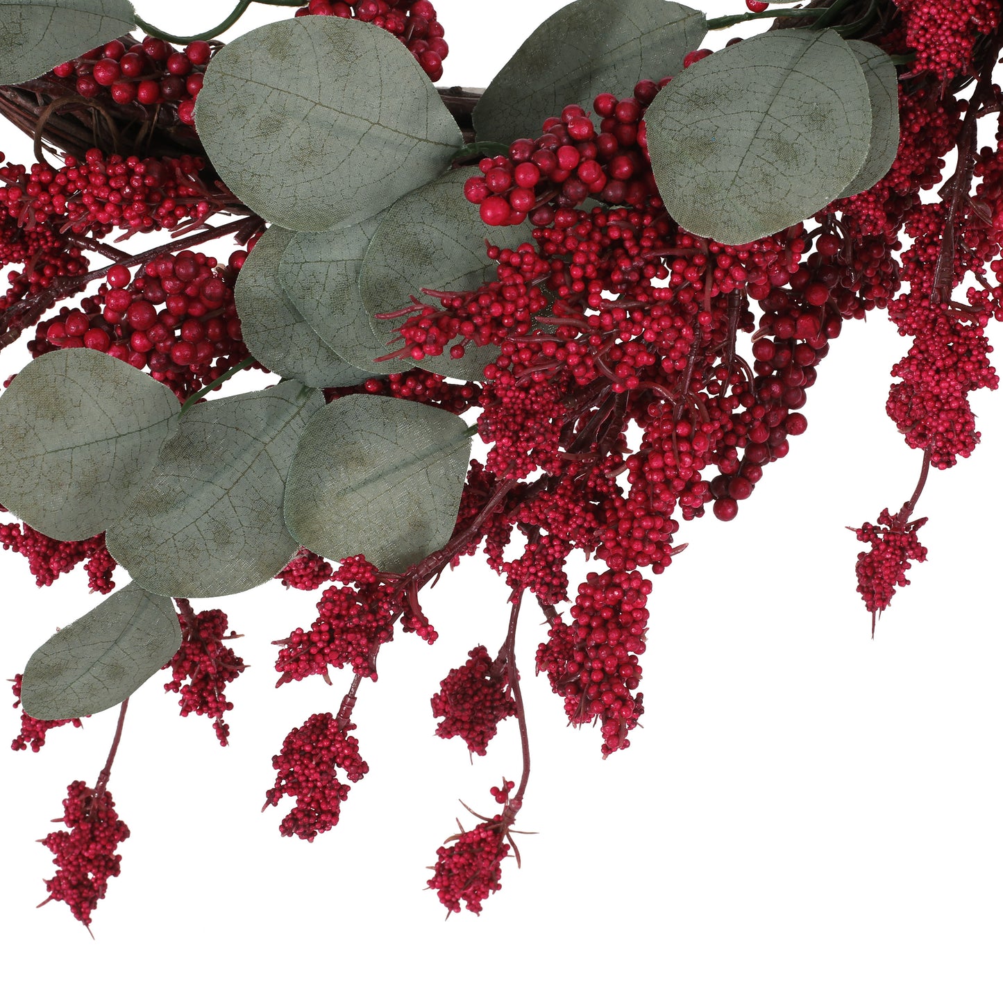 Sedlari 29" Eucalyptus Artificial Wreath with Berries, Green and Red
