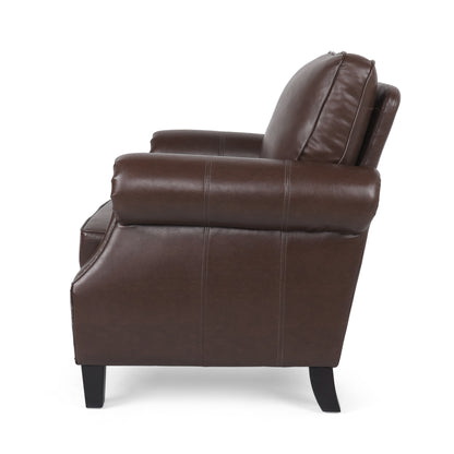 Burkehaven Contemporary Faux Leather Club Chair with Nailhead Trim