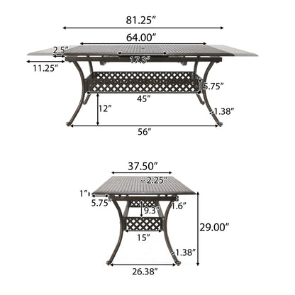 Ariel Outdoor Patina Copper Finish Expandable Dining Table