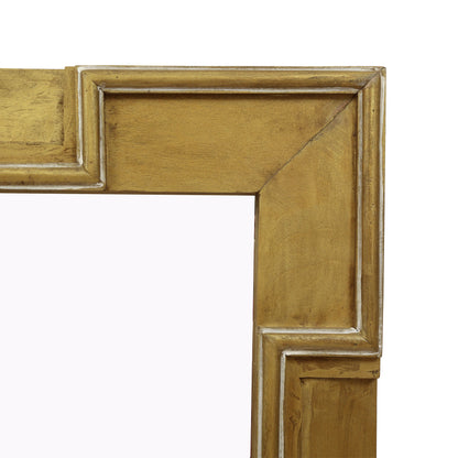 Upsata Boho Handcrafted Mango Wood Carved Full Length Standing Mirror, Natural and Gold