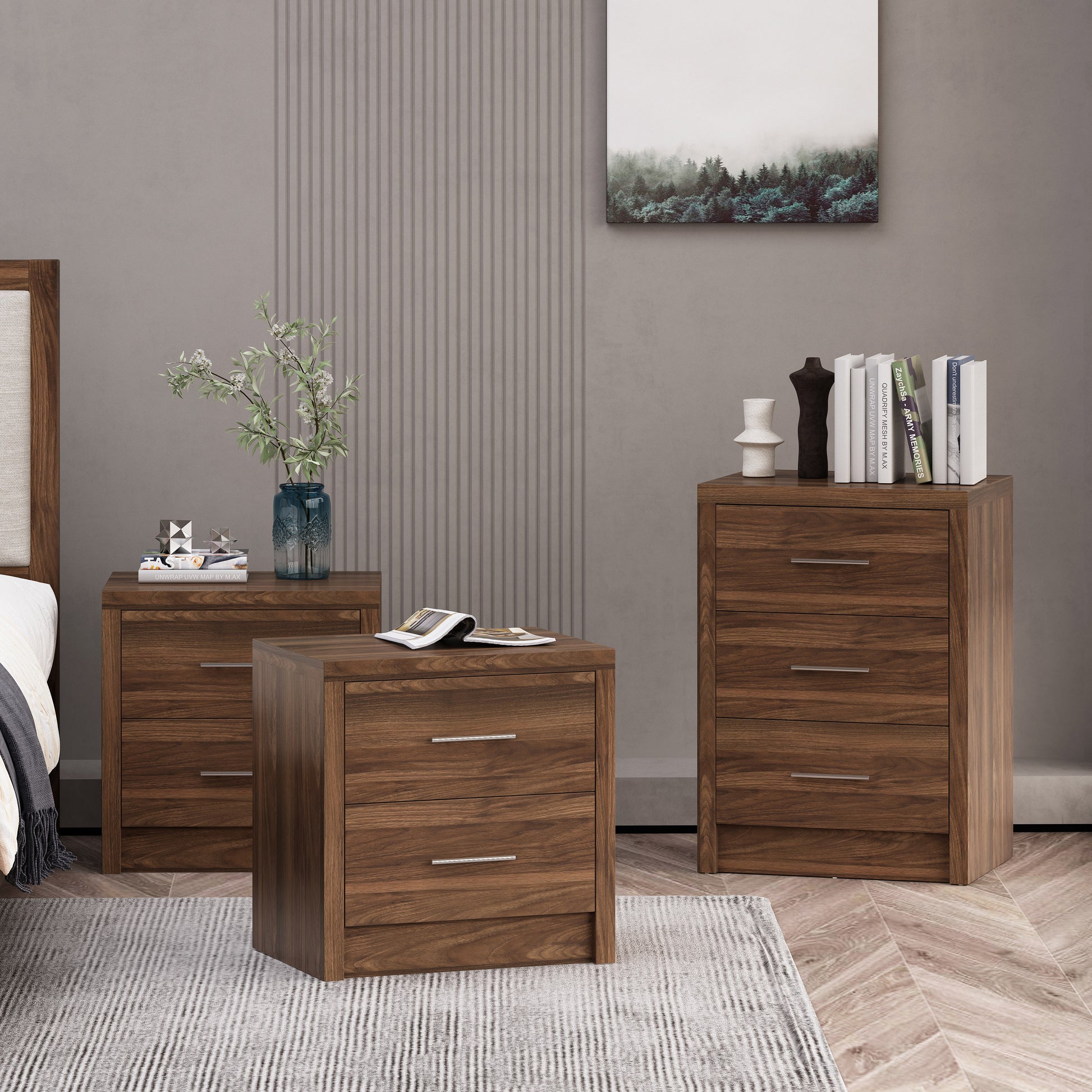 Marlette Modern 3 Piece 3 Drawer Dresser and Nightstand Bedroom Set – GDFStudio Marlette Modern 3 Piece 3 Drawer Dresser and Nightstand Bedroom Set – GDFStudio