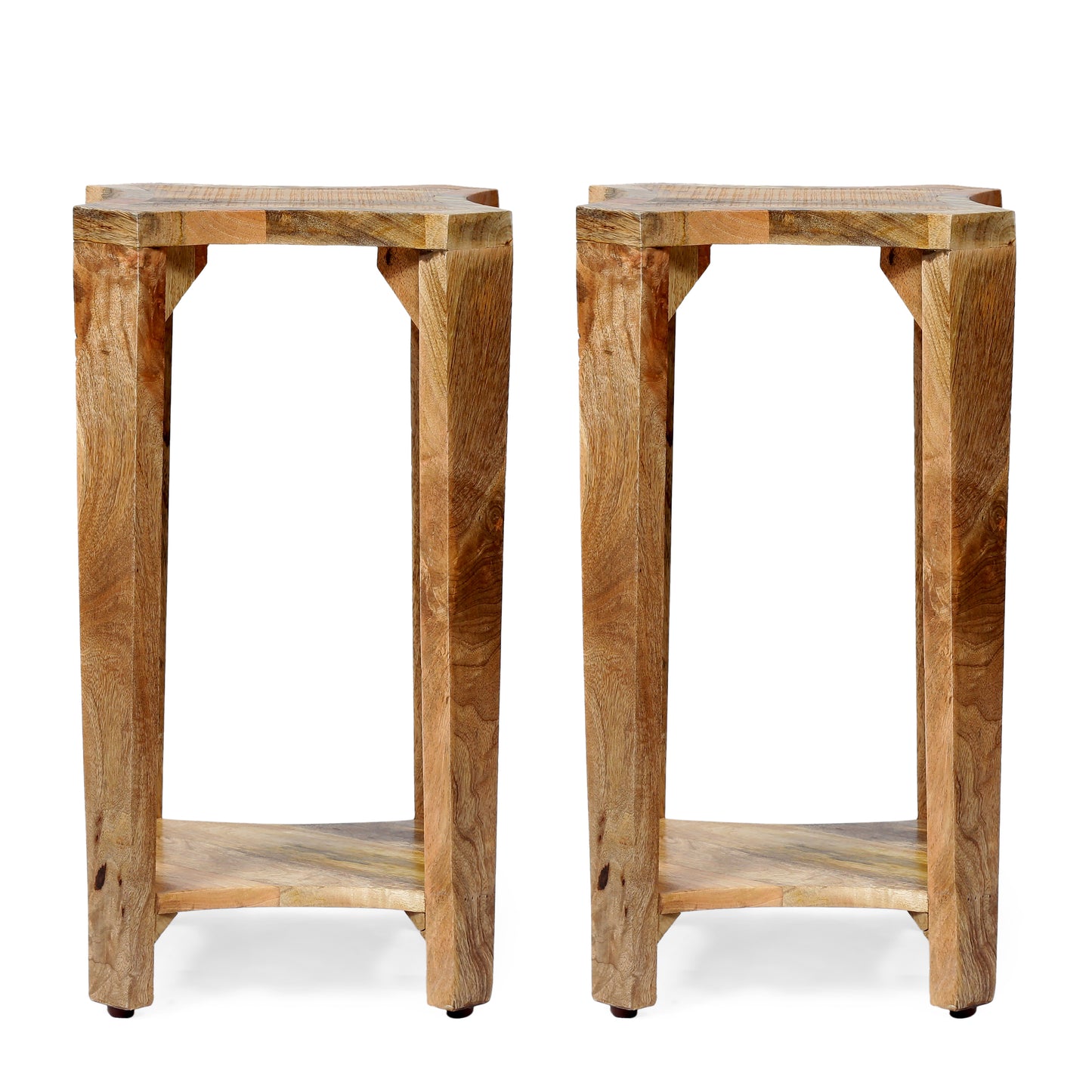 Bruce Handcrafted Boho Mango Wood Side Tables (Set of 2)