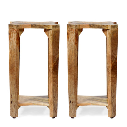 Bruce Handcrafted Boho Mango Wood Side Tables (Set of 2)