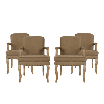 Tim French Country Dining Arm Chair with Nailhead Trim, Set of 4