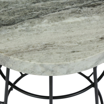 Breaden Modern Handcrafted Marble Side Table, Sand and Black