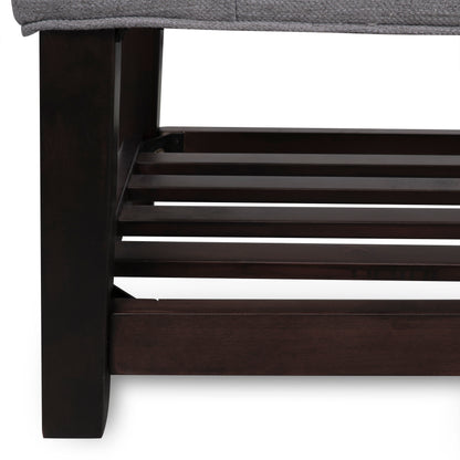 Pelon Contemporary Button Tufted Bench with Shelf