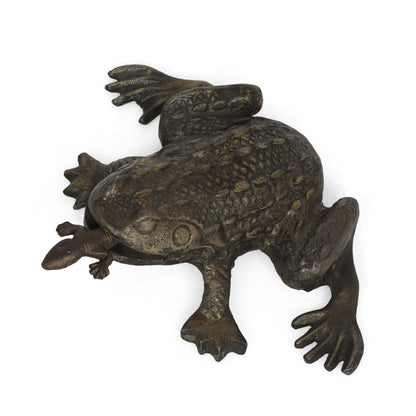 Jessica Handmade Aluminum Tabletop Frog Decor, Antique Brass