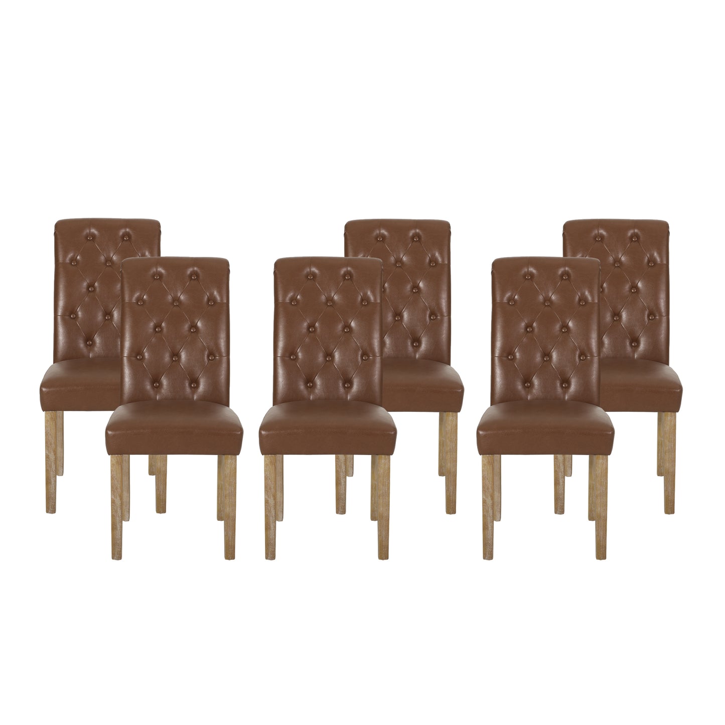 Larkspur Contemporary Faux Leather Tufted Dining Chairs, Set of 6