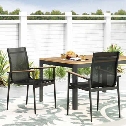 Shane Outdoor Mesh and Aluminum Dining Chairs