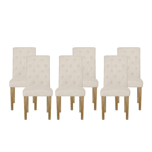 Larkspur Contemporary Fabric Tufted Dining Chairs, Set of 6