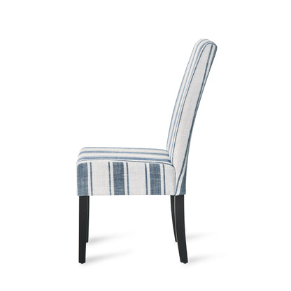 Percival Contemporary Upholstered Striped Dining Chairs, Set of 2