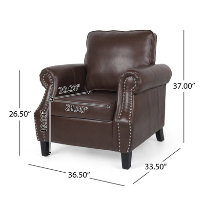 Burkehaven Contemporary Faux Leather Club Chair with Nailhead Trim