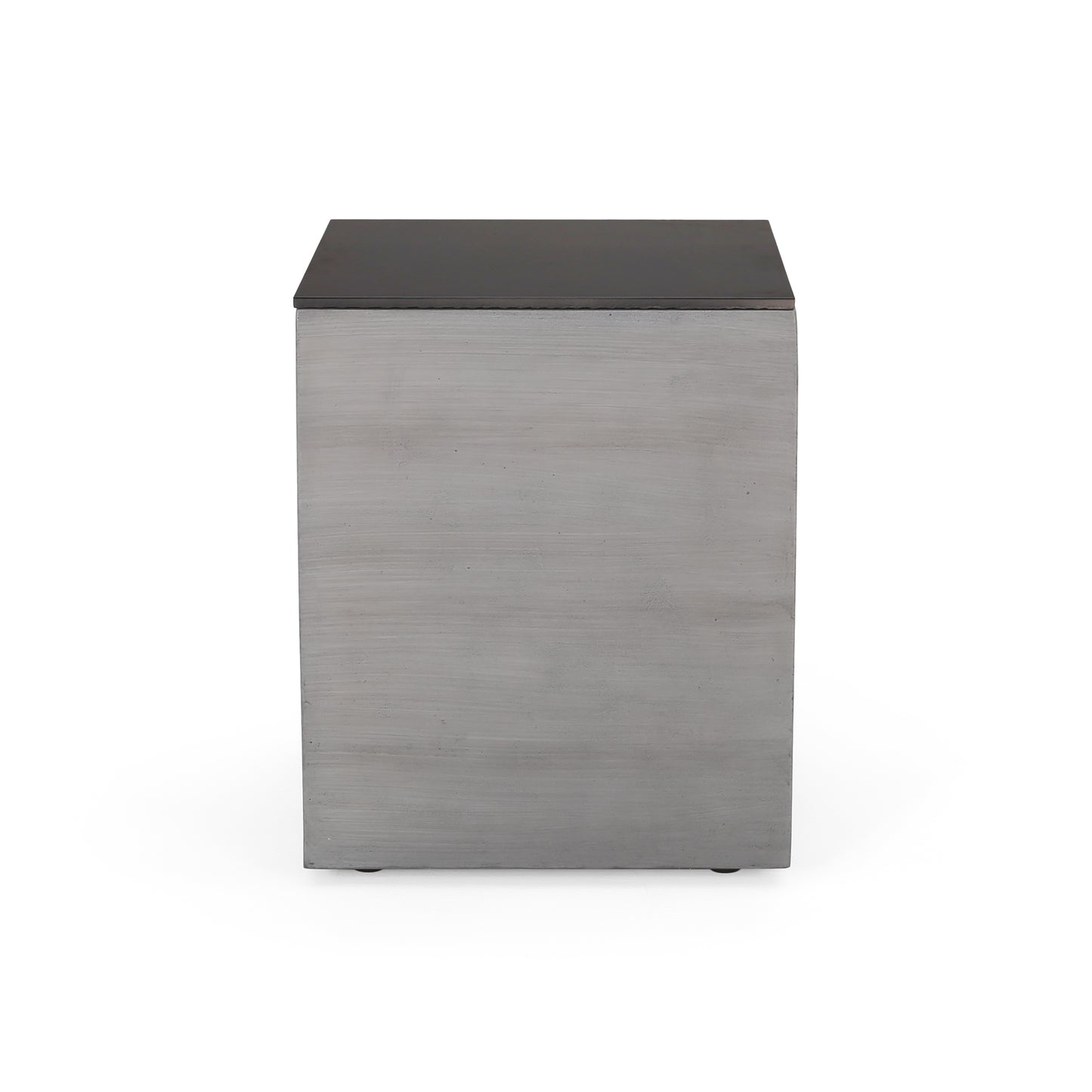 Harmon Outdoor Lightweight Concrete and Ceramic Tank Holder Side Table, Dark Gray and Black