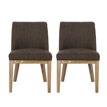 Boise Contemporary Fabric Upholstered Wood Dining Chairs, Set of 2