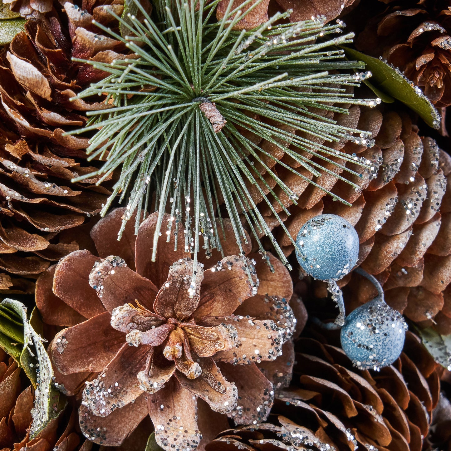 Artificial Pre Decorated Pinecone and Glitter Tabletop Christmas Tree