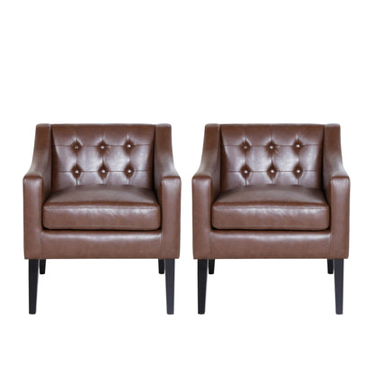 Aragon Contemporary Faux Leather Tufted Accent Chairs, Set of 2