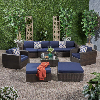 Kyra Outdoor 6 Seater Wicker Modular Sectional Sofa Set with Sunbrella Cushions