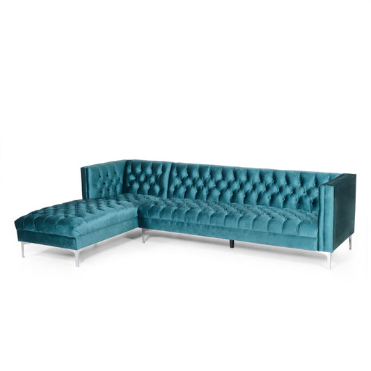 Camrose Contemporary Tufted Velvet Chaise Sectional