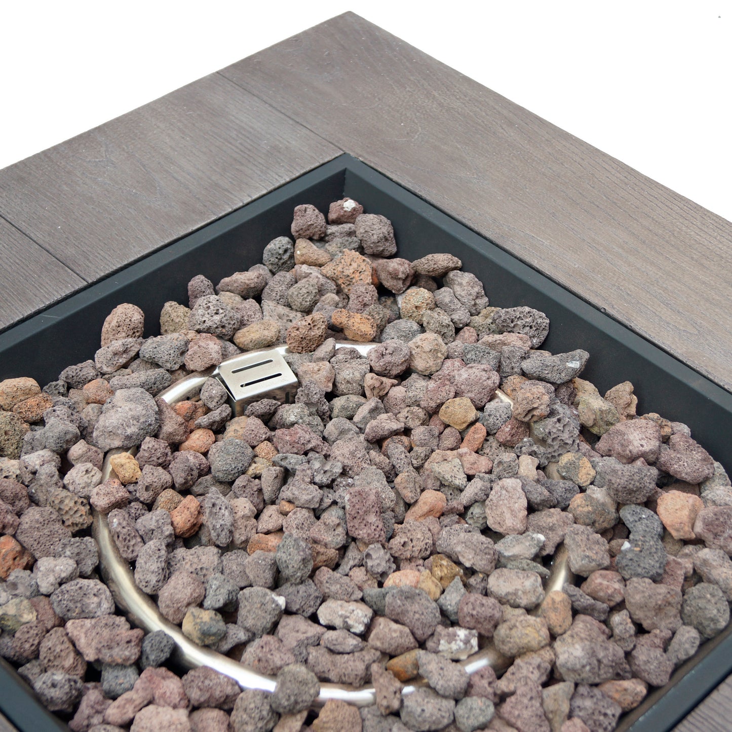 Ellesmere Outdoor Wood Patterned Square Gas Fire Pit