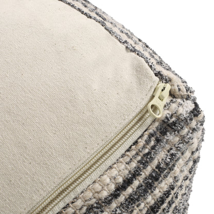 Ricketson Lazenby Boho Handcrafted Fabric Cube Pouf, Ivory, Gray, and Black
