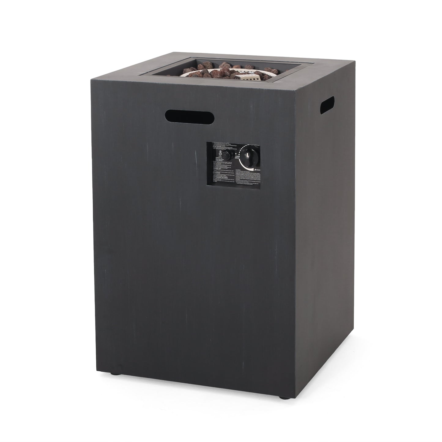 Jasmine Outdoor 30,000 BTU Square Fire Column, Brushed Black